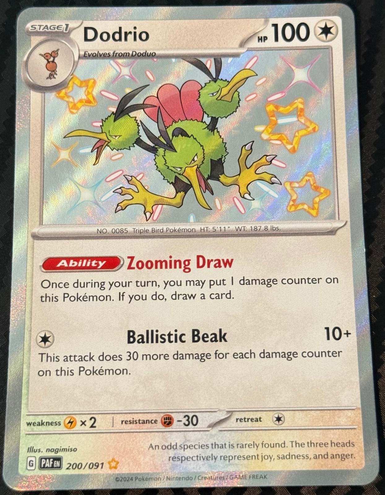 Dodrio 200/091 Shiny Rare Paldean Fates Pokemon Near Mint