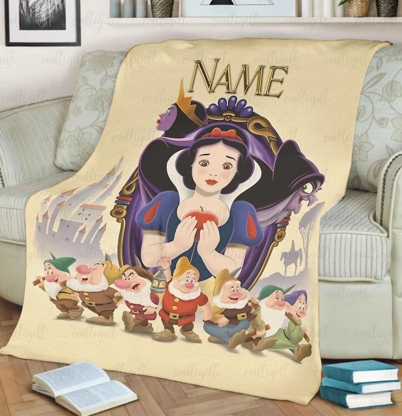 Personalized Snow White Holding Red Apple Seven Dwarfs Gift For Fan Blanket