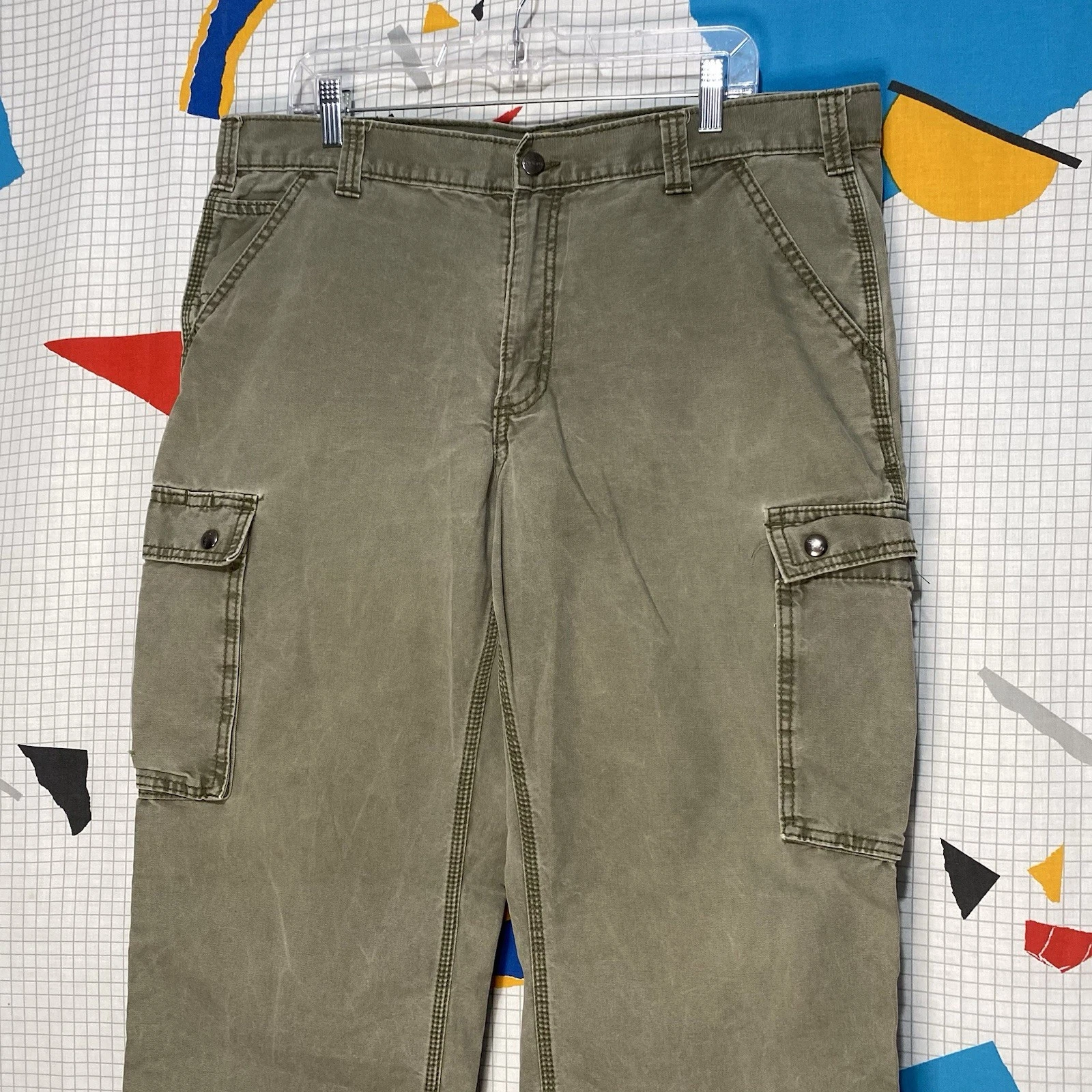 Carhartt Cargo Pants Green Canvas 38x31 Relaxed Fit 2013 VTG 100272-301 Grunge