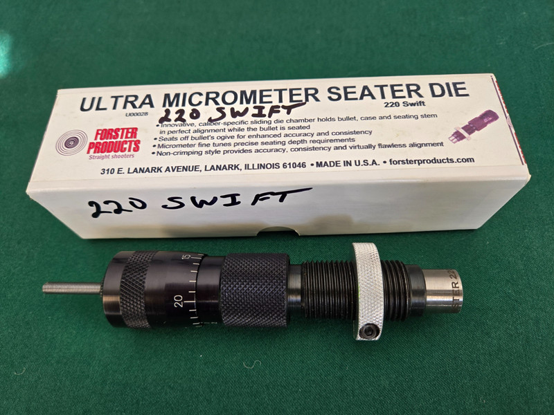 Forster Producgts Ultra Micrometer Seater Die in 220 Swift, in orginal box