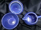PFALTZGRAFF WYNGATE BLUE SUGAR BOWL + CREAMER embossed  leaves NEVER USED! — photo 2