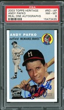 2003 Topps Heritage RO-AP Andy Pafko - Milwaukee Braves Autograph PSA 8 NM-MT