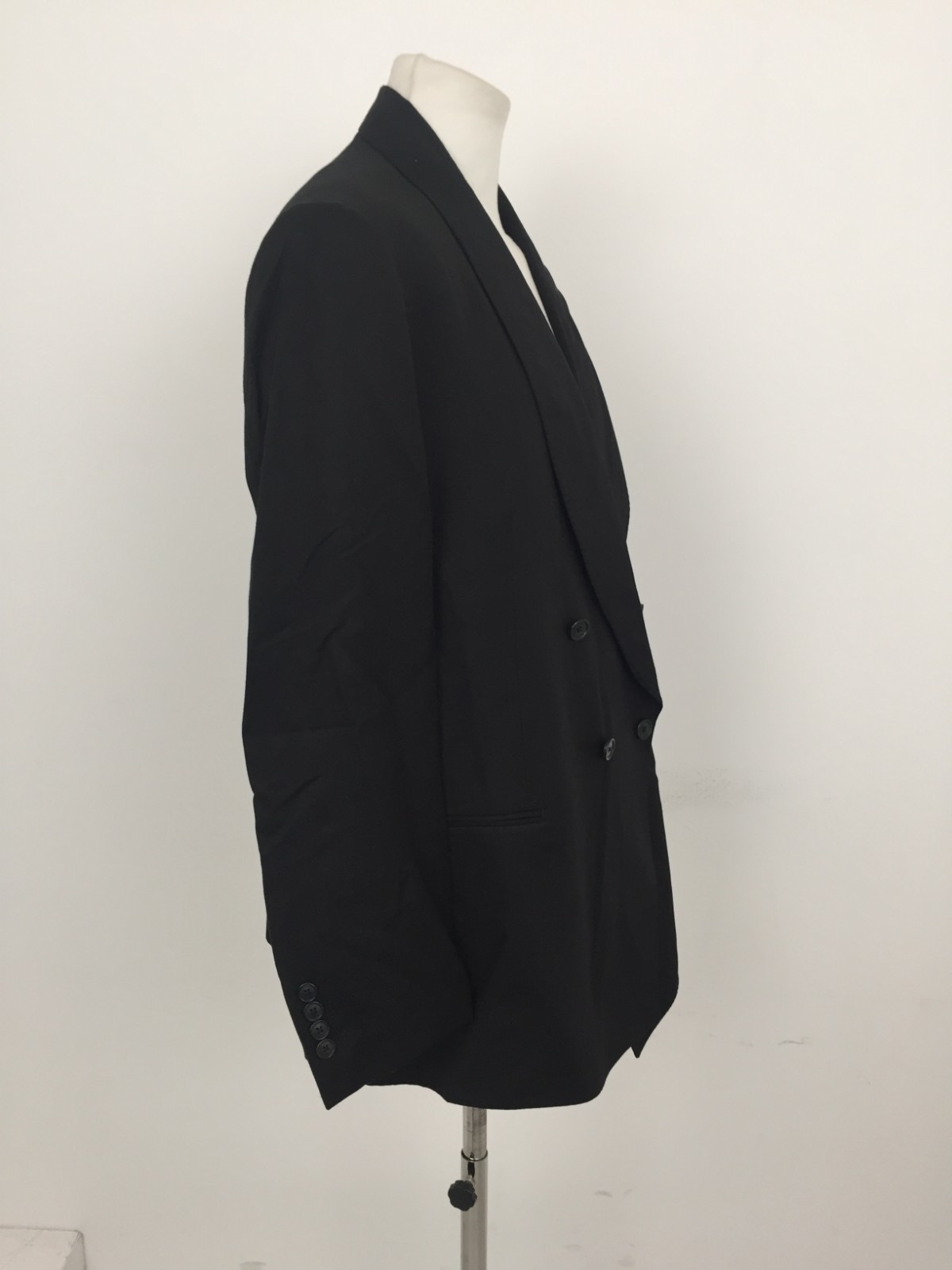 Jaeger Men's Double Breasted Blazer Black Wool Linen Silk Blend Tailored Fit New image 4