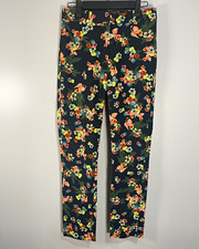 Erdem Melinda Black Floral Skinny Pants Cotton Viscose Elastane PF14 6040SGSC