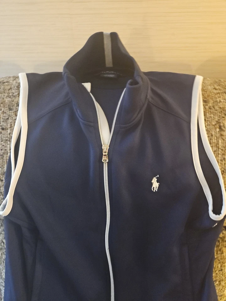 拉夫·劳伦女式海军蓝高尔夫背心带口袋 M — 第 3/4 张图片