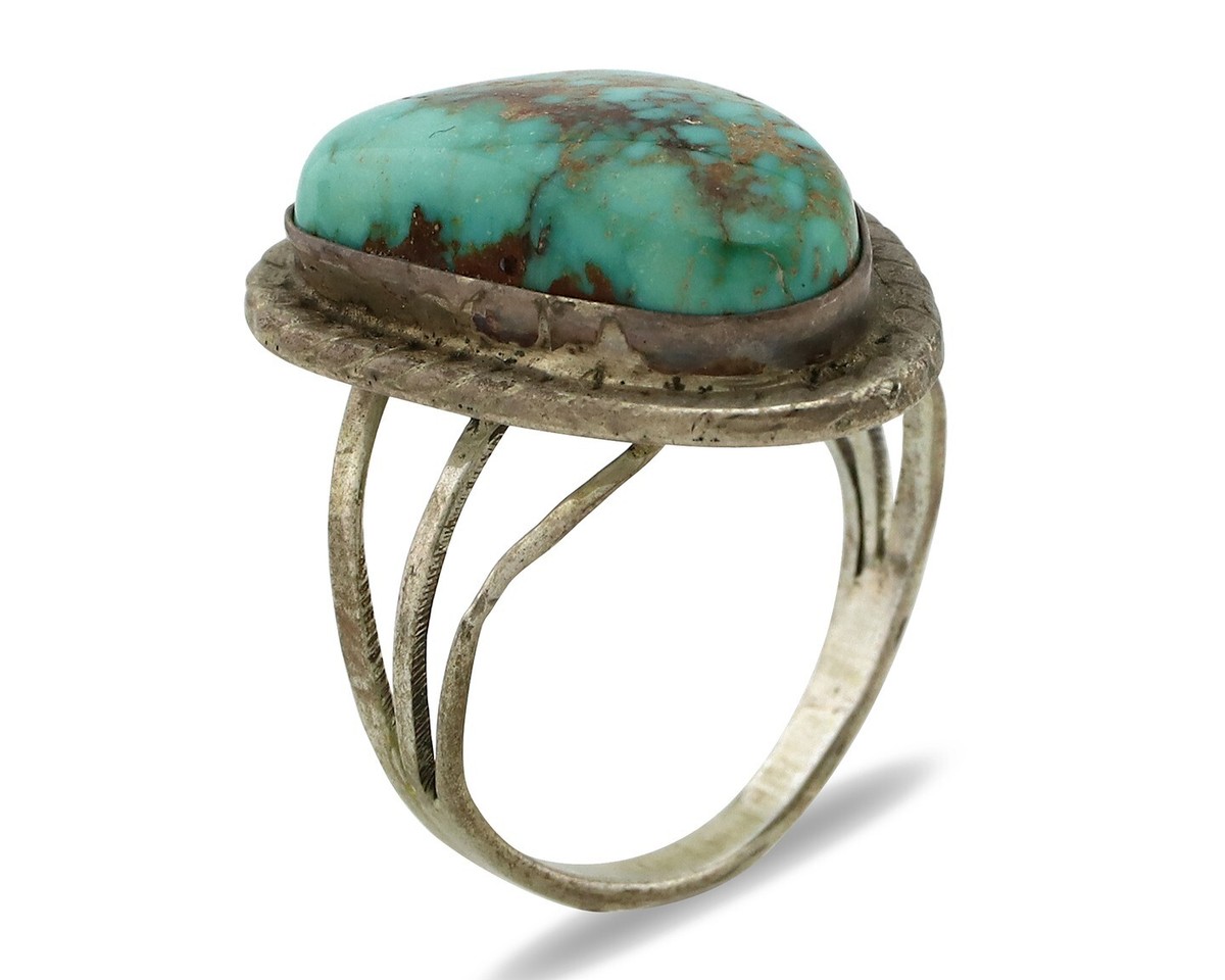 Navajo Ring 925 Silver Natural Blue Turquoise Native Signed