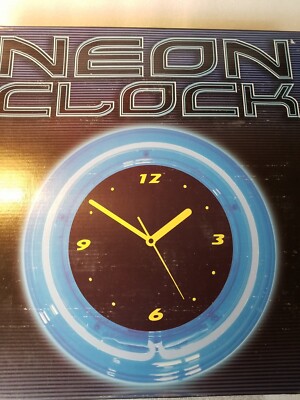 Blue Neon Clock 14.5in Spencer Gift NRFB. W/Box issues. | eBay