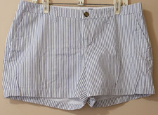 Old Navy Shorts Chinos Size 12 Blue White Stripe 100 Cotton Fit 37x3.5 p53-101