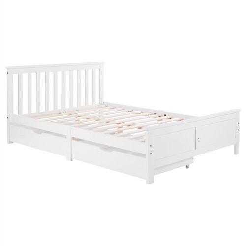 Wooden Single Double Bed Frame White With Storage 2 Drawers Bedroom Furniture - Picture 6 of 47
