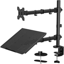 Adjustable Dual Monitor Mount Stand with Laptop Holder for 13" to 32" Computer S