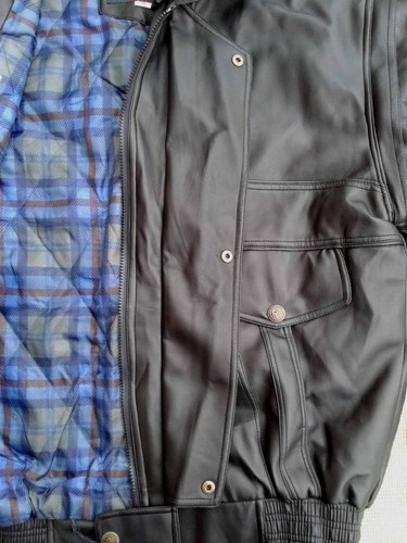 GRUPPO V MODA ITALIA MEN’S FAUX LEATHER BOMBER JACKET - BLACK - SIZE XL. - Picture 8 of 11