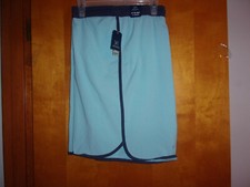 NEW MEN'S GEORGE TURQUOISE /NAVY TRIM SWIM TRUNKS w/ ELASTIC WAIST  DRAW STRING