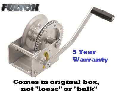 FULTON HIGH-PERFORMANCE AUTOMATIC SELF-ACTIVATING 1500 lb BRAKE WINCH CABLE BOAT