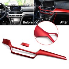 For Honda Accord 10th 2018-2022 2x Red Dashboard Console Decor Panel Cover Trim