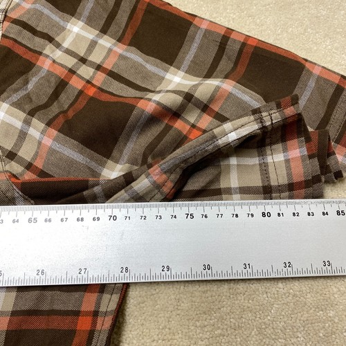 Harley Davidson Button-Up Shirt 2XL Tall Men's Orange Plaid Check Logo Motorbike - Picture 7 of 8