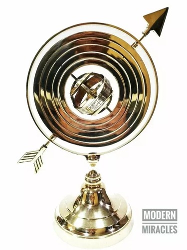 Nautisch Glänzend Messing Armillarsphäre Welt Globus Metall Basis Büro Gift Für - Bild 2 von 6