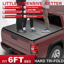 Fiberglass Tonneau Cover For 6ft 2005-2025 Nissan Frontier Hard Tri-fold 73.3