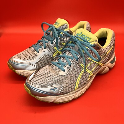 ASICS T3B6Q Women's Gel-Titanium Silver Blue Green Running Shoes Size 9.5