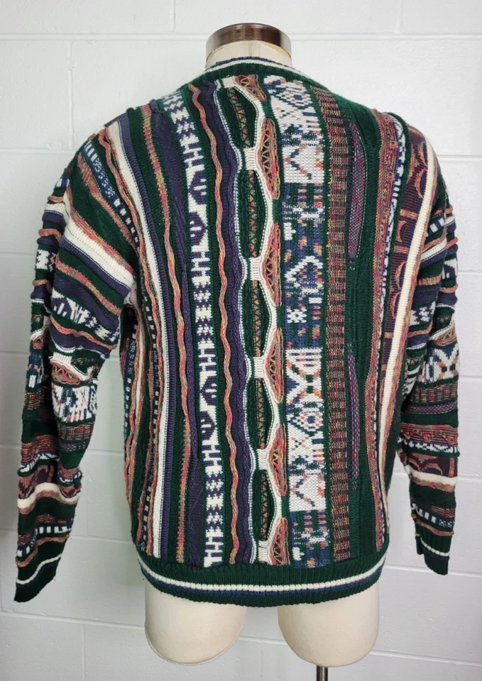 Suéter Acrílico Grande Estilo Coogi Abstracto Texturizado 3D De Colección Le Tigre Para Hombres Foto 4 de 4