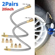 2Pcs 20'' Tire Inflator Extension Hose Adaptor w/ Valve Tube & Quick Air Release