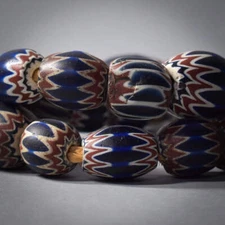 Chevron Venetian Trade Beads Six Layer Africa JK Brown Collection