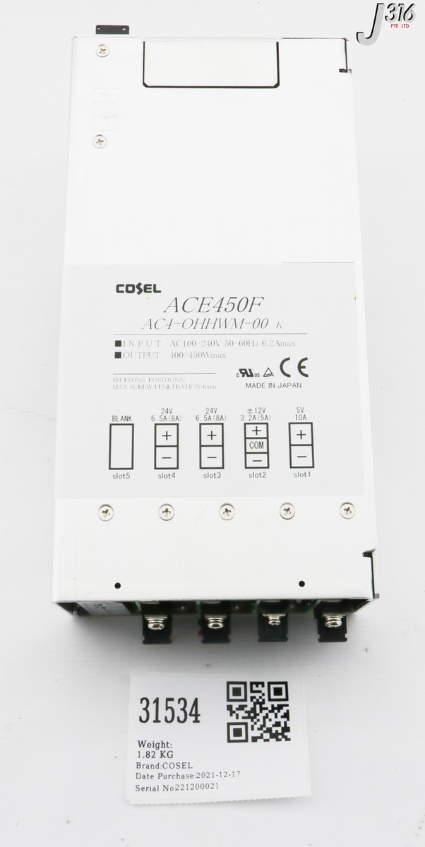 31534 COSEL POWER SUPPLY ACE SERIES, AC4-OHHWM-00K (NEW) ACE450F