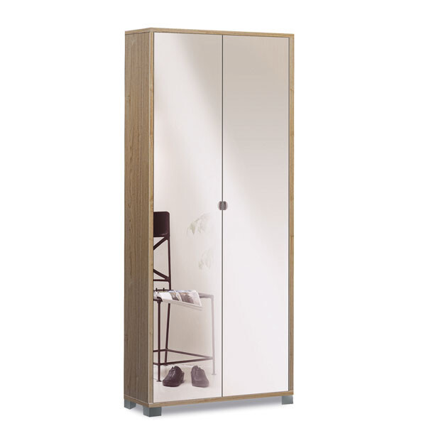 Mobile scarpiera multiuso noce Armadio scarpiere 2 ante con specchio 83x29x190