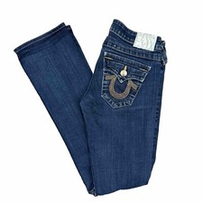 True Religion Women’s Billy Flap Pocket Jeans Gold Stitching USA Made Size 27