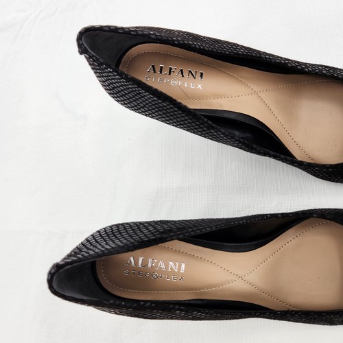 Alfani Jeules donna ecopelle nero serpente liscio elegante slip on tacco 6,5M - Foto 2 di 8