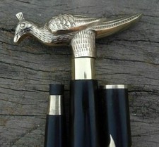 Antique Brass Designer Style Walking Stick Nautical Victorian Handle Wooden Cane