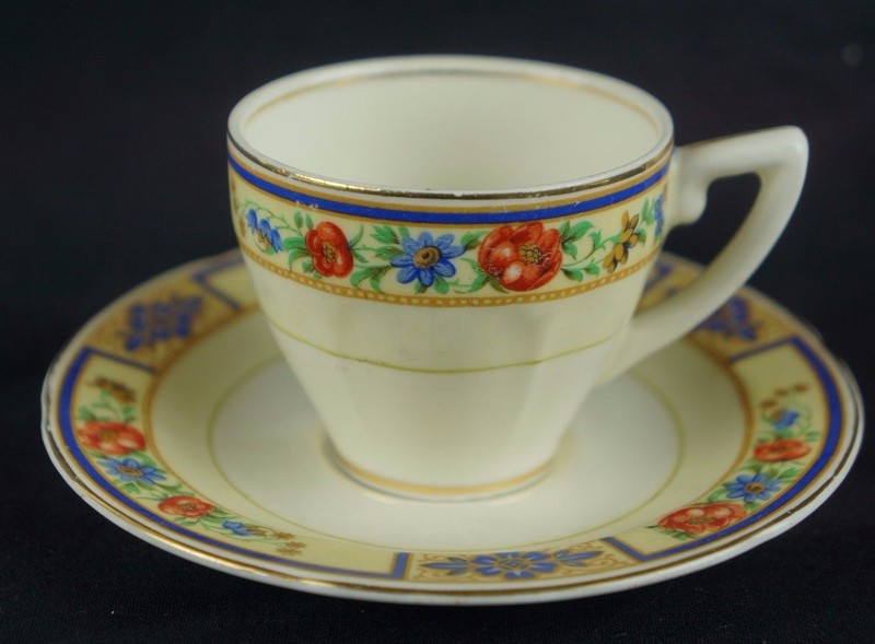 Vintage marked porcelain cup saucer, English Grindley Old China [Y7-W6-A8]