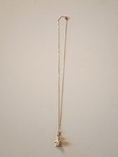 14K Solid Gold CZ Little Girl Charm Pendant Necklace-1.39 Grams