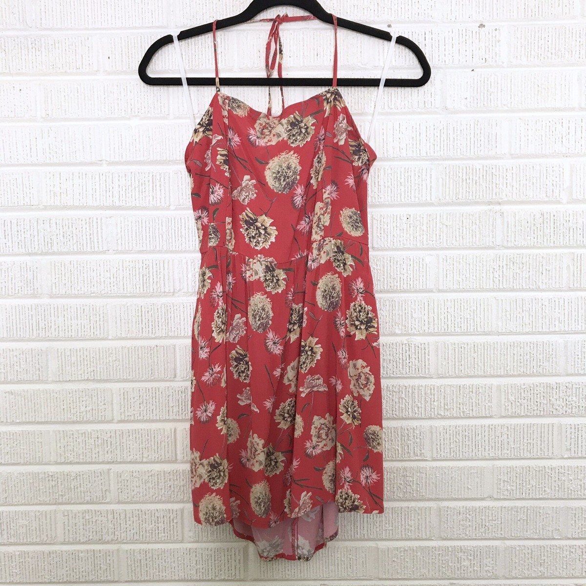 Flynn Skye Medium M Red Pink Marissa Mini Dress Floral Fireworks Halter  Pockets | eBay