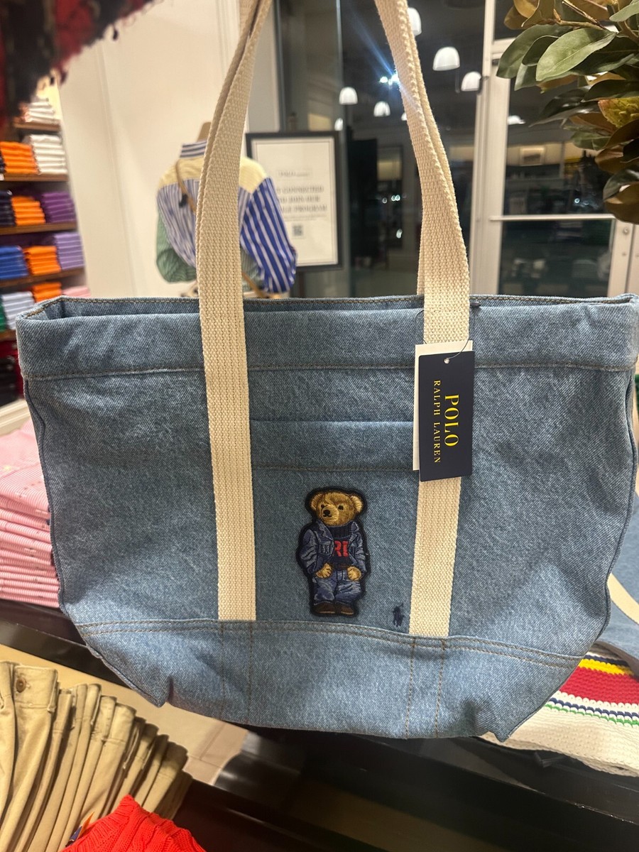 BN Polo Ralph Lauren Ralph's Bear in denim jacket Canvas zip Tote