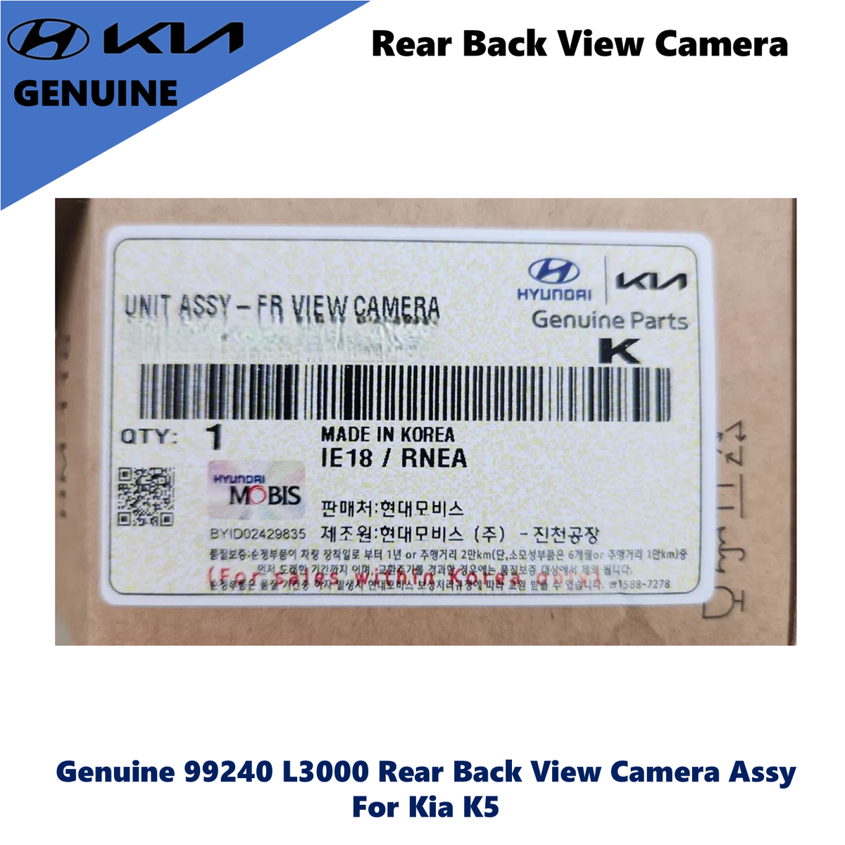 coco品 Genuine 99240 L3000 OEM Rear Back View Camera Assy for Kia K5 2021