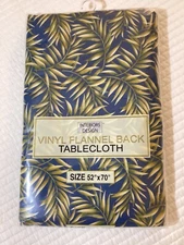 Better Home Plastics Corp Palm Leaf Flannelback Vinyl Oblong Tablecloth 52”x 70”
