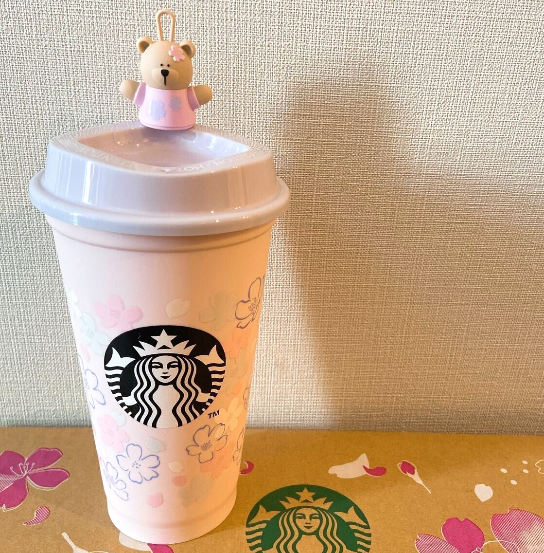 Starbucks Cup Personalised with hand painted Cherry Blossom, Gift for her,  Drinks Cup