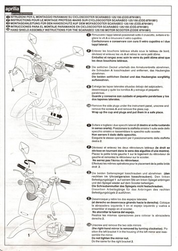 Kit coppia paramani originali coprimani per Aprilia Scarabeo 125 150 200 Rotax - Foto 8 di 11