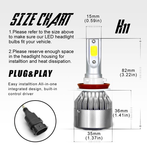 For Toyota Camry 2007-2014 - 8000K LED Headlight + Fog Light Combo 6x Bulbs Kit - Picture 7 of 15