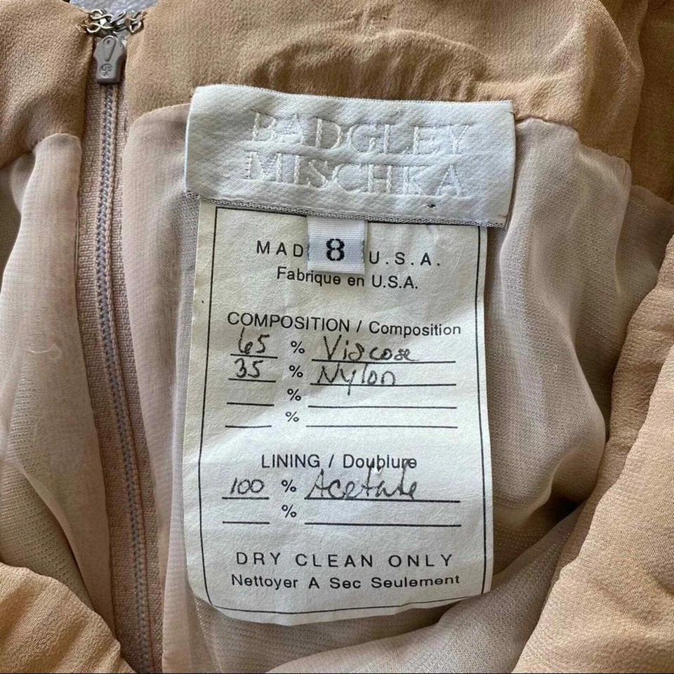 Vintage 1990’s Badgley Mischka Beaded Lace Maxi Formal Gown - Image 2 of 4