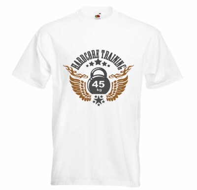 T-Shirt HARDCORE TRAINING BODYBUILDING GYM KRAFTTRAINING FITNESSSTUDIO MUSKELAUF
