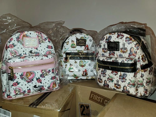Lot of 3x LOUNGEFLY Disney Mini Tattoo Backpack Set (StarWars, Peter Pan, Bambi)