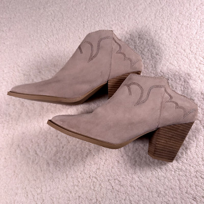 DOLCE VITA Simran Dune Western Heel Mules Size 11 Womens Suede Stitch Design