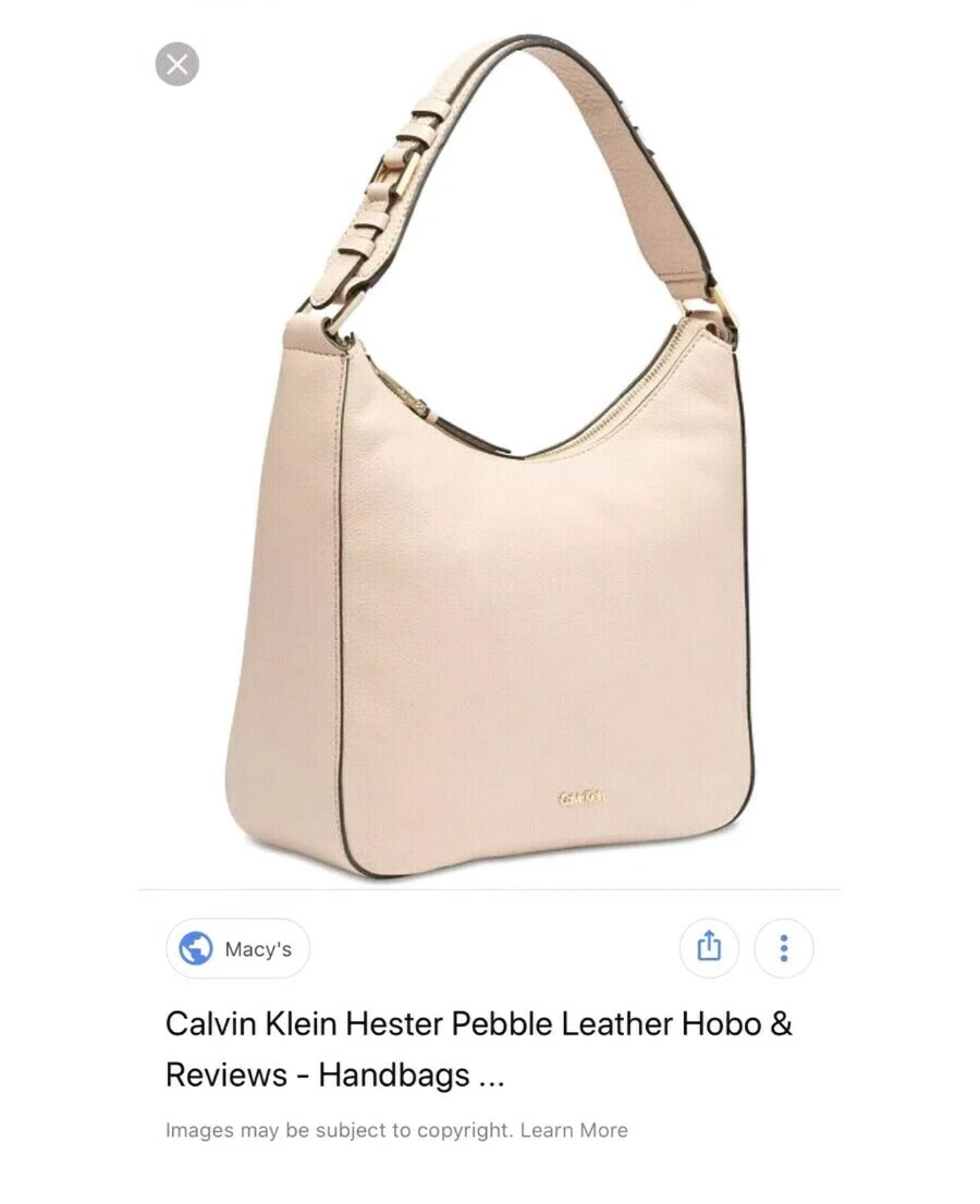 NEW Calvin Klein Hester Pebble Leather Hobo Buff Nude Bag Handbag