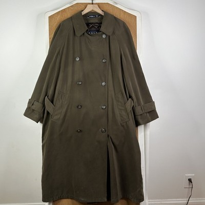 Ralph Lauren Trench Coat Mens 42R Olive Green Double Breasted