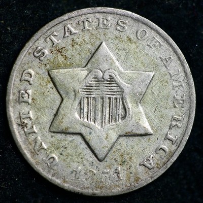 1851-O Three Cent Silver Piece XF E175 QCFJ