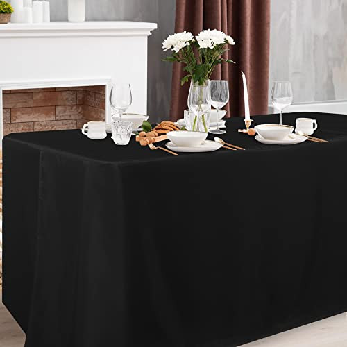 Tablecloth Fitted for 6ft Rectangle Table - Water Resistant 6FT | 2 Pack Black - Picture 3 of 7