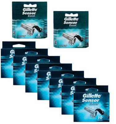 80 Gillette Sensor Excel Rasierklingen 80 Stück Doppelklinge / 2x 5er +7x 10 OVP