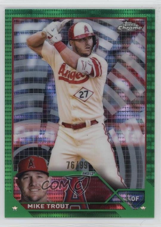2023 Topps Chrome Green Sonar Refractor 76/99 Mike Trout #27 1h1