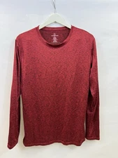 Real Essentials Mens Size Medium Red Long Sleeve Crew Neck Pocket Tee Winter